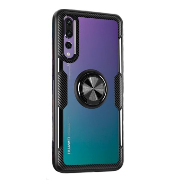 „Fashion“ Kickstand kieto silikono (TPU) dėklas - skaidrus / juodas (P20 Pro)
