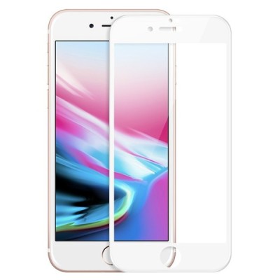 Apple iPhone 7, 8, SE 2020, SE 2022 „Amorus“ 9H Tempered Glass sustiprintos apsaugos baltas pilnai dengiantis apsauginis ekrano 