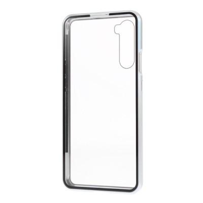 OnePlus Nord Frame sidabrinis (permatomas) magnetinis plastikinis dėklas | Priedai.lt