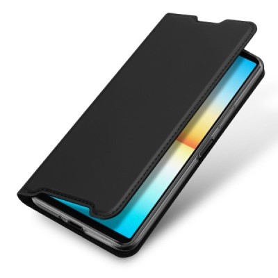 „Dux Ducis“ Skin serijos Sony Xperia 10 IV juodas odinis atverčiamas dėklas | Priedai.lt