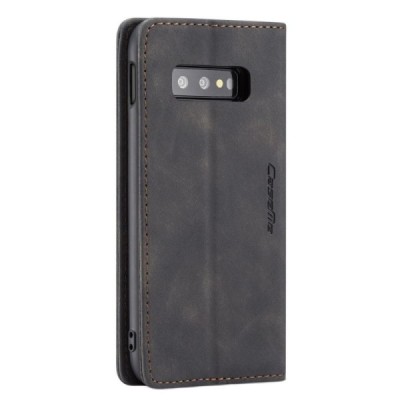 Samsung Galaxy S10e (G970) CaseMe Retro solidus atverčiamas juodas odinis dėklas - knygutė | Priedai.lt