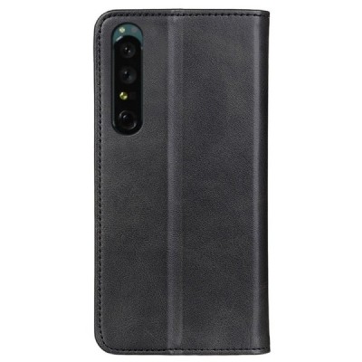 Sony Xperia 1 IV „Split“ juodas odinis atverčiamas dėklas - knygutė | Priedai.lt