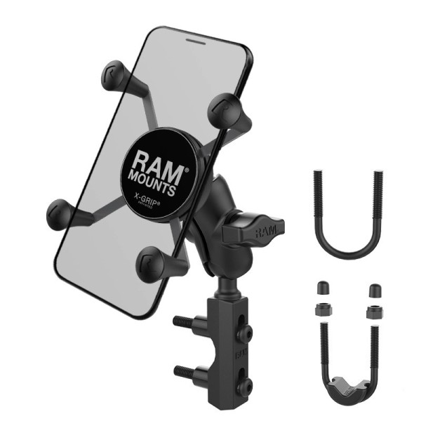 „RAM Mounts“ X-Grip telefono laikiklis motociklui (tvirtinamas prie stabdžių/sankabos) - juodas