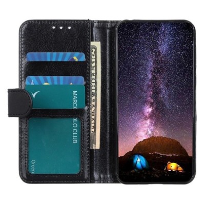 Sony Xperia 1 IV atverčiamas juodas odinis dėklas, knygutė - piniginė | Priedai.lt