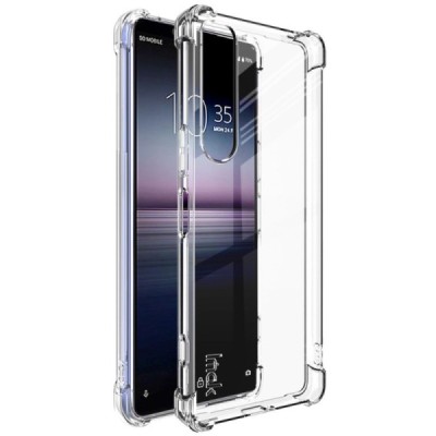 Sony Xperia 1 IV Imak sustiprintos apsaugos kieto silikono TPU skaidrus dėklas - nugarėlė + apsauginė ekrano plėvelė | Priedai.l