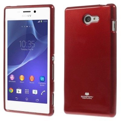 Sony Xperia M2 D2303 Mercury raudonas kieto silikono tpu dėklas - nugarėlė / Priedai.lt