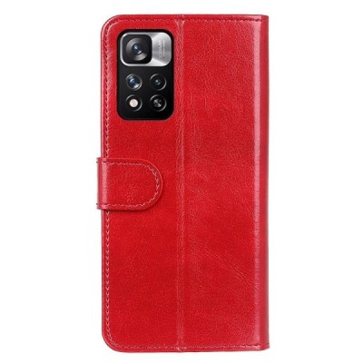 Xiaomi Redmi Note 11 Pro+ atverčiamas raudonas odinis dėklas - piniginė | Priedai.lt