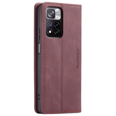Xiaomi Redmi Note 11 Pro+ CaseMe Retro solidus atverčiamas bordo odinis dėklas - knygutė | Priedai.lt