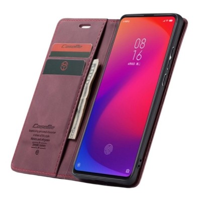Xiaomi Mi 9T (Mi 9T Pro) CaseMe Retro solidus atverčiamas bordo odinis dėklas - knygutė | Priedai.lt