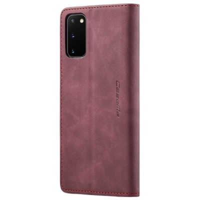 Samsung Galaxy S20 (G980) CaseMe Retro solidus atverčiamas bordo odinis dėklas - knygutė | Priedai.lt