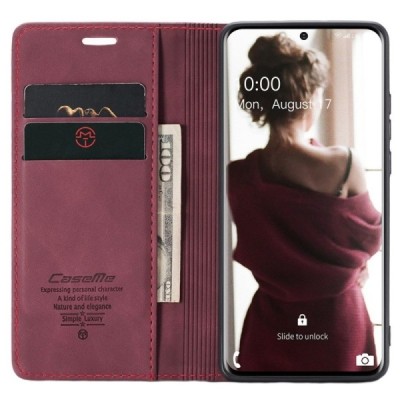 Samsung Galaxy S20 (G980) CaseMe Retro solidus atverčiamas bordo odinis dėklas - knygutė | Priedai.lt