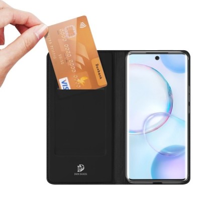 „Dux Ducis“ Skin serijos Huawei Honor 50 (Nova 9) juodas odinis atverčiamas dėklas | Priedai.lt