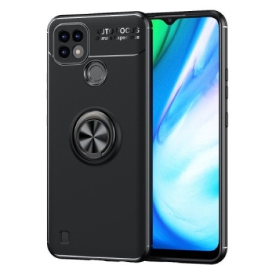 Realme C21 „FOCUS“ Kickstand kieto silikono TPU juodas dėklas - nugarėlė | Priedai.lt