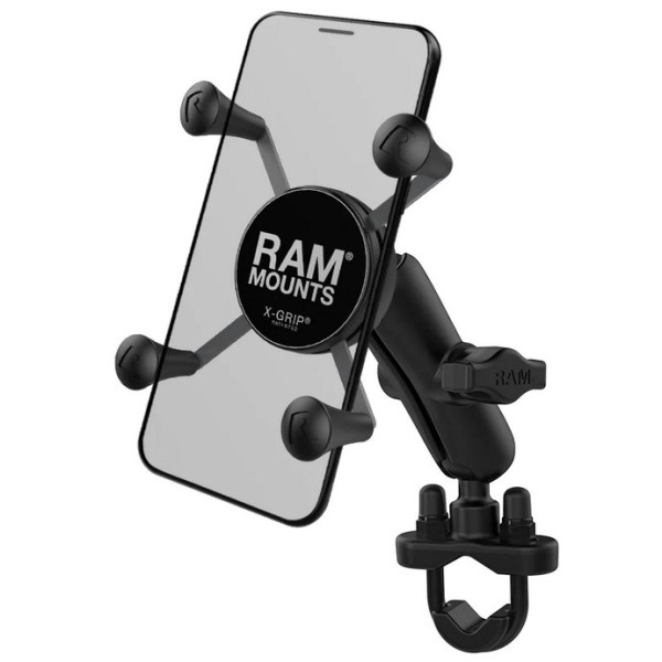 „RAM Mounts“ X-Grip telefono laikiklis motociklui (tvirtinamas prie vairo) - juodas