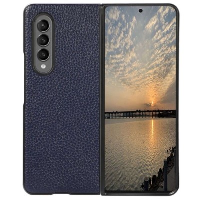 Samsung Galaxy Z Fold4 5G (F936B) Deluxe Leather mėlynas odinis dėklas - nugarėlė | Priedai.lt