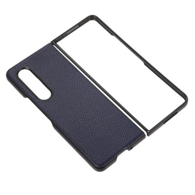 Samsung Galaxy Z Fold4 5G (F936B) Deluxe Leather mėlynas odinis dėklas - nugarėlė | Priedai.lt