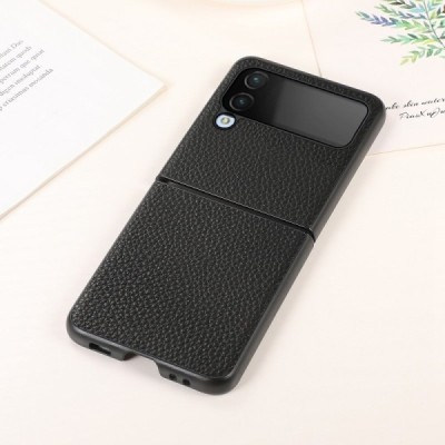 Samsung Galaxy Z Flip4 (F721) Deluxe Leather juodas odinis dėklas - nugarėlė | Priedai.lt