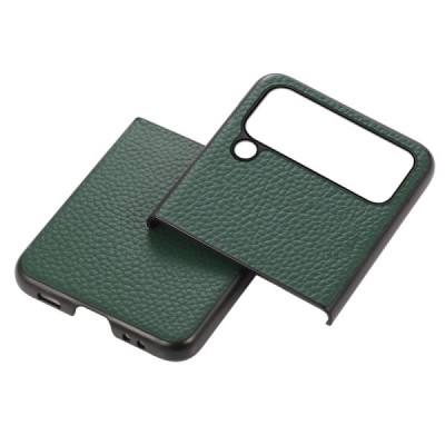 Samsung Galaxy Z Flip4 (F721) Deluxe Leather žalias odinis dėklas - nugarėlė | Priedai.lt