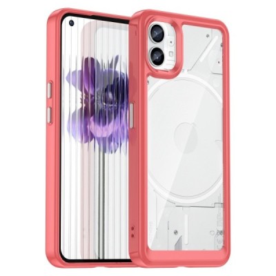 Nothing Phone 1 5G Fashion skaidrus rožinės spalvos apvadais kieto silikono (TPU) dėklas | Priedai.lt