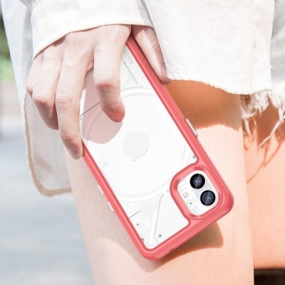 Nothing Phone 1 5G Fashion skaidrus rožinės spalvos apvadais kieto silikono (TPU) dėklas | Priedai.lt