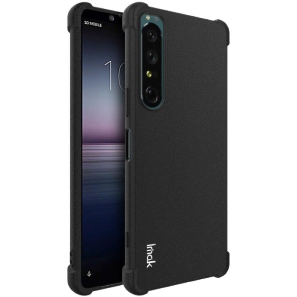 „Imak“ sustiprintos apsaugos kieto silikono (TPU) dėklas - juodas + apsauginė ekrano plėvelė (Xperia 1 IV)