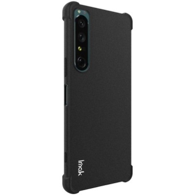 Sony Xperia 1 IV Imak sustiprintos apsaugos kieto silikono TPU juodas dėklas - nugarėlė + apsauginė ekrano plėvelė | Priedai.lt