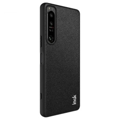 „Imak“ Textured Leather Sony Xperia 1 IV juodas plastikinis dėklas - nugarėlė | Priedai.lt
