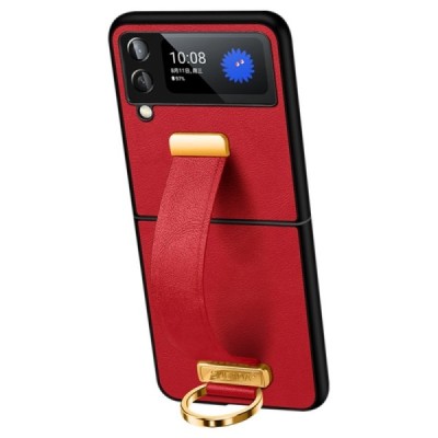 „Sulada“ Leather Kickstand Samsung Galaxy Z Flip4 (F721) raudonas odinis dėklas - nugarėlė | Priedai.lt