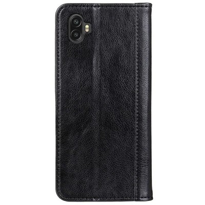 Samsung Galaxy Xcover 6 Pro (G736) juodas odinis atverčiamas dėklas - knygutė su magnetu | Priedai.lt