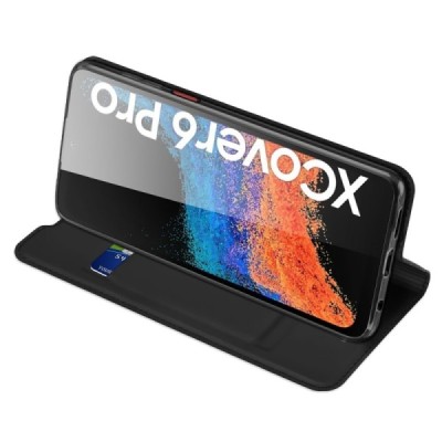 „Dux Ducis“ Skin serijos Samsung Galaxy Xcover 6 Pro (G736) juodas odinis atverčiamas dėklas | Priedai.lt