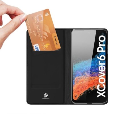 „Dux Ducis“ Skin serijos Samsung Galaxy Xcover 6 Pro (G736) juodas odinis atverčiamas dėklas | Priedai.lt