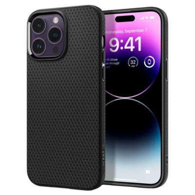 „Spigen“ Liquid Air Apple iPhone 14 Pro juodas kieto silikono dėklas | Priedai.lt