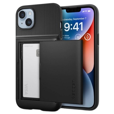 „Spigen“ Slim Armor CS Apple iPhone 14 Plus juodas kieto silikono dėklas | Priedai.lt