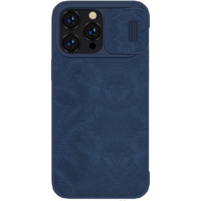 Prabangus „Nillkin“ Qin Pro serijos mėlynas odinis atverčiamas Apple iPhone 14 Pro Max dėklas | Priedai.lt