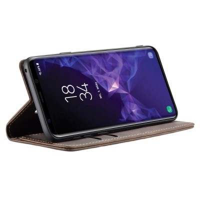 Samsung Galaxy S9 (G960) CaseMe Retro solidus atverčiamas rudas odinis dėklas - knygutė | Priedai.lt