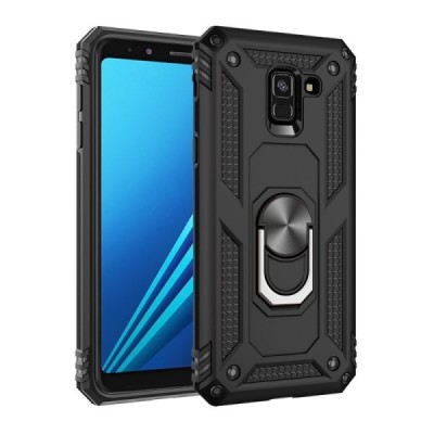 Sustiprintos apsaugos „Kickstand“ Samsung Galaxy A8 2018 (A530F) juodas kieto silikono (TPU) ir plastiko dėklas | Priedai.lt