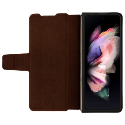 Prabangus „Nillkin“ Aoge Leather serijos rudas odinis atverčiamas Samsung Galaxy Z Fold4 5G (F936B) dėklas | Priedai.lt