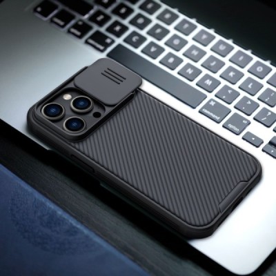 Apple iPhone 14 Pro „Nillkin“ CamShield Pro juodas dėklas, nugarėlė su kameros apsauga | Priedai.lt