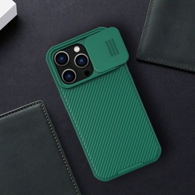 Apple iPhone 14 Pro „Nillkin“ CamShield Pro žalias dėklas, nugarėlė su kameros apsauga | Priedai.lt