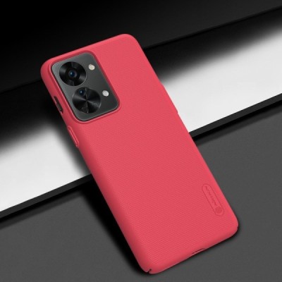 Nillkin Frosted Shield OnePlus Nord 2T 5G raudonas plastikinis dėklas | Priedai.lt