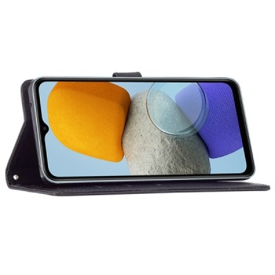 Samsung Galaxy A23 5G (SM-A236B, SM-A235F) atverčiamas juodas odinis retro dėklas - piniginė | Priedai.lt