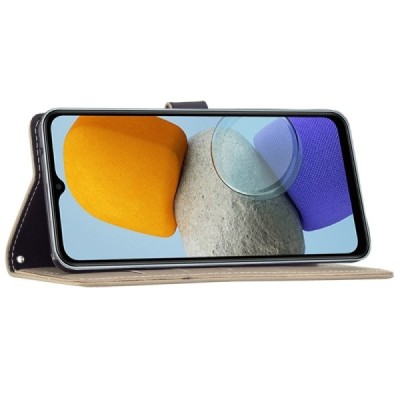 Samsung Galaxy A23 5G (SM-A236B, SM-A235F) atverčiamas smėlio spalvos odinis retro dėklas - piniginė | Priedai.lt