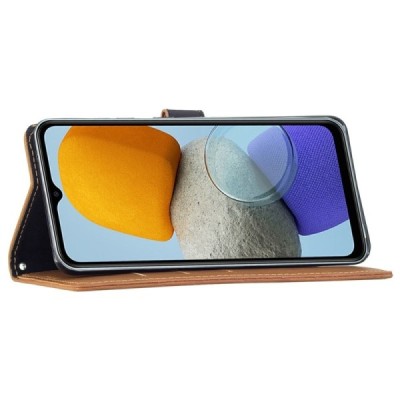 Samsung Galaxy A23 5G (SM-A236B, SM-A235F) atverčiamas šviesiai rudos spalvos odinis retro dėklas - piniginė | Priedai.lt