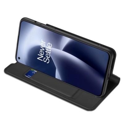 „Dux Ducis“ Skin serijos OnePlus Nord 2T 5G juodas odinis atverčiamas dėklas | Priedai.lt