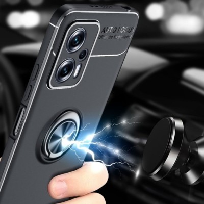 Xiaomi Poco X4 GT (Redmi Note 11T Pro, Redmi Note 11T Pro+) „Ring“ Kickstand (TPU) juodas dėklas - nugarėlė | Priedai.lt