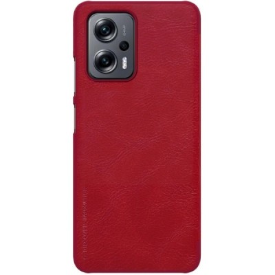 Prabangus „Nillkin“ Qin serijos raudonas odinis atverčiamas Xiaomi Poco X4 GT (Redmi Note 11T Pro, Redmi Note 11T Pro+) dėklas |