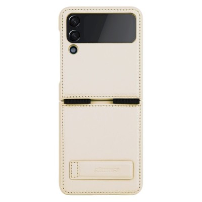 Prabangus „Nillkin“ Qin serijos auksinis odinis Samsung Galaxy Z Flip4 (F721) dėklas | Priedai.lt