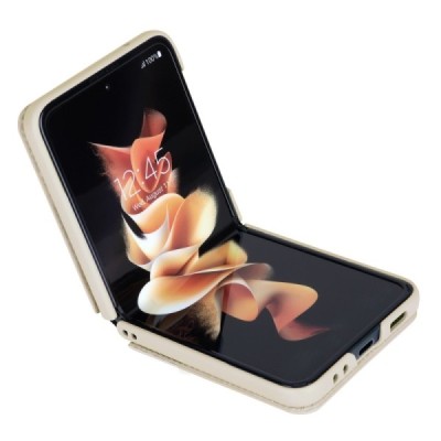Prabangus „Nillkin“ Qin serijos auksinis odinis Samsung Galaxy Z Flip4 (F721) dėklas | Priedai.lt