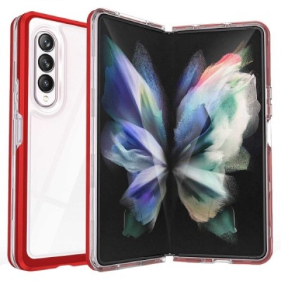 Samsung Galaxy Z Fold4 5G (F936B) Fashion skaidrus raudonos spalvos apvadais kieto silikono (TPU) dėklas | Priedai.lt