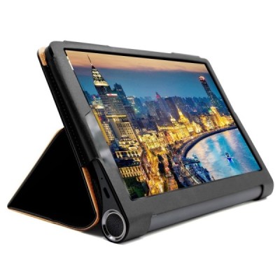 Lenovo Yoga Smart Tab 10.1 (YT-X705F, YT-X705L) Business atverčiamas juodas odinis dėklas - knygutė | Priedai.lt